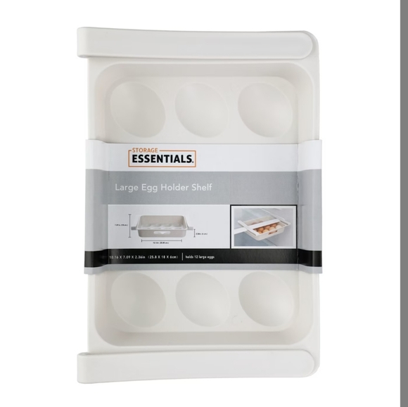 Storage Essentials Large White Egg Storage Tray Food Holder Organizer Shelf - Picture 16 of 16